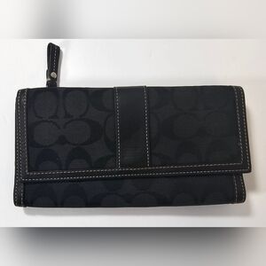Coach Signature Black Canvas Wallet